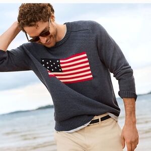 Lands End Navy American Flag Sweater